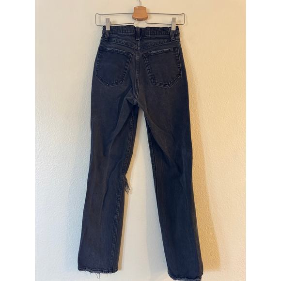 Abercrombie & Fitch Ultra High Rise 90's Straight Jeans 25/0R Black Destroyed - Picture 3 of 8